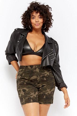 Forever21 Plus Size Camo Print Denim Shorts