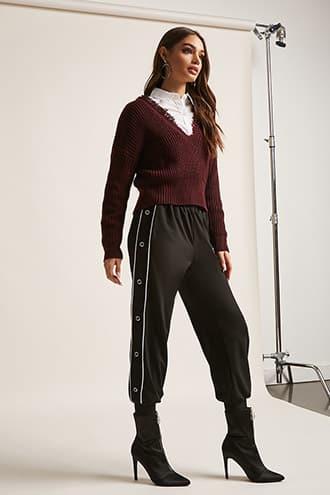 Forever21 Stripe Snap-button Joggers