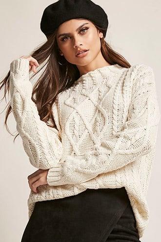 Forever21 Cable-knit Mock Neck Sweater