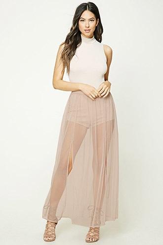 Forever21 Women's  Blush Tulle Maxi Skort