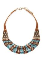 Forever21 Turquoise & Gold Beaded Collar Necklace