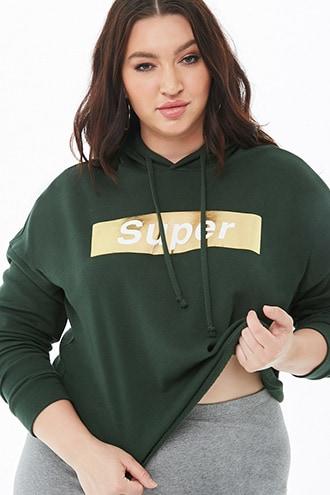 Forever21 Plus Size Super Graphic Cropped Hoodie