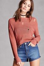 Forever21 Distressed Open-knit Sweater