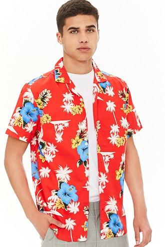 Forever21 Tropical Print Classic Shirt