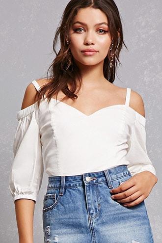 Forever21 Open-shoulder Sweetheart Top