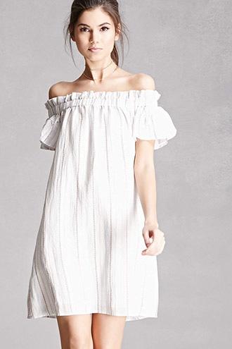 Forever21 Lush Striped Ruffle Trim Dress