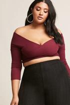 Forever21 Plus Size Ribbed Surplice Crop Top