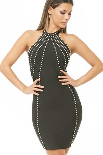 Forever21 Studded Halter Mini Dress