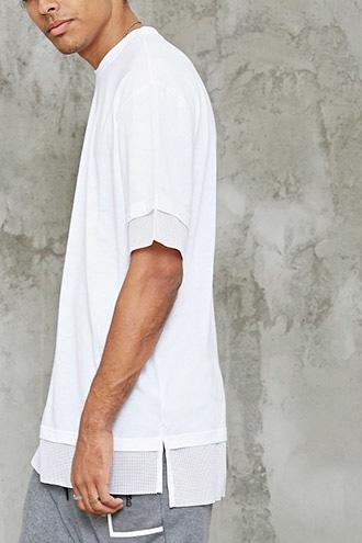 Forever21 Mesh Trim Crew Neck Tee