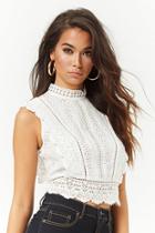 Forever21 Crochet-trim Mock-neck Top