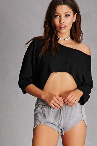 Forever21 Raw-cropped French Terry Top