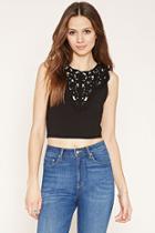 Forever21 Women's  Crochet-front Top