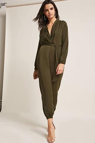 Forever21 Satin Surplice Jumpsuit