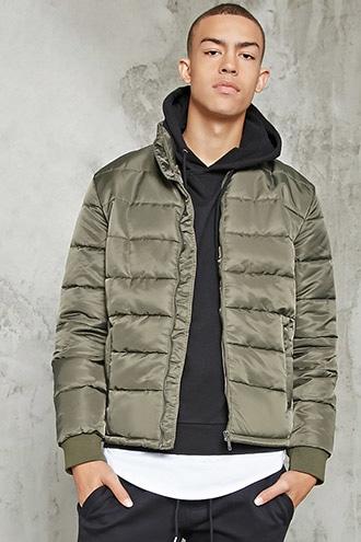 21 Men Men's  Zipper Puffer Jacket