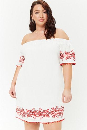 Forever21 Plus Size Off-the-shoulder Pom Pom Dress