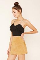 Forever21 Women's  Black Flounce-layered Cropped Cami