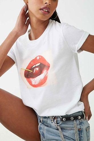 Forever21 Cherry Lips Graphic Tee