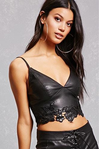 Forever21 Faux Leather Cropped Cami