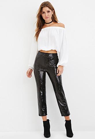 Forever21 Women's  Sequined Capri Pants