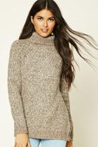 Forever21 Women's  Cocoa & Cream Marled Knit Turtleneck Sweater