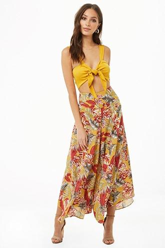 Forever21 Tropical Leaf Flared Pants