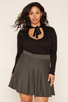 Forever21 Plus Women's  Black Plus Size Tie-neck Top