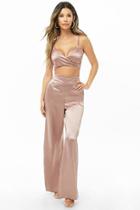 Forever21 Satin Cropped Cami & Pants Set
