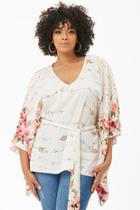Forever21 Plus Size Floral V-neck Self-tie Top