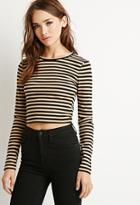 Forever21 Women's  Striped Crop Top (black/taupe)