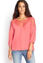 Forever21 Contemporary Lace-paneled Woven Top