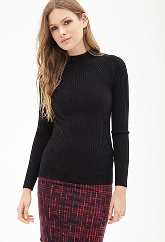 Forever21 Contemporary Ribbed Mock-neck Sweater
