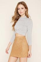 Forever21 Women's  Heather Grey Mock Neck Twisted Crop Top