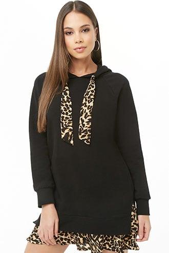 Forever21 Hooded Leopard-panel Dress
