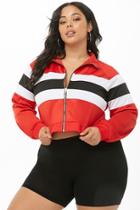 Forever21 Plus Size Striped Colorblock Track Jacket