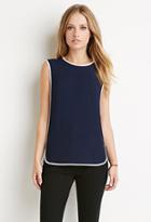 Forever21 Women's  Colorblocked Side Panel Top (navy/cream)
