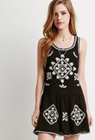 Forever21 Women's  Cutout-back Embroidered Dress (black/cream)