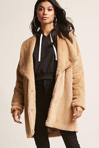 Forever21 Faux Fur Drape-front Jacket