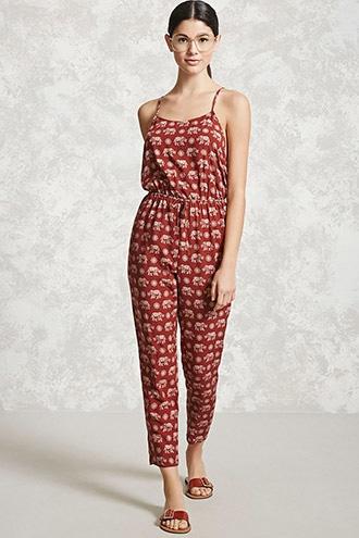 Forever21 Elephant Print Jumpsuit