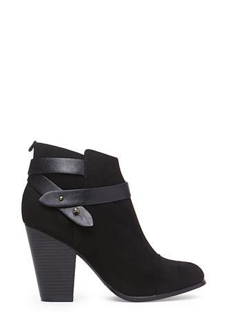 Forever21 Wrapped Faux Suede Booties Black 10