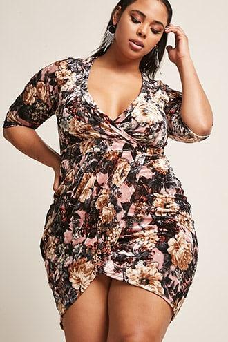 Forever21 Plus Size Floral Velvet Midi Dress