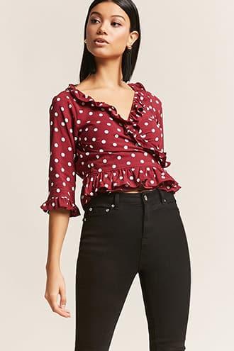 Forever21 Motel Polka Dot Ruffle Top
