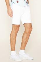 21 Men Men's  White Distressed Cuffed Chino Shorts