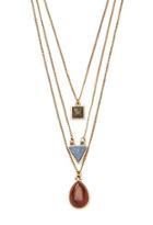 Forever21 Faux Stone Necklace Set (antic Gold/multi)