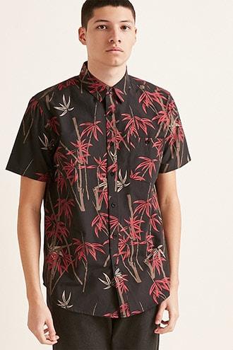 Forever21 Montage Bamboo Print Shirt
