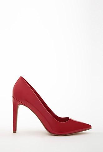 Forever21 Women's  Faux Patent Leather Pumps (red)
