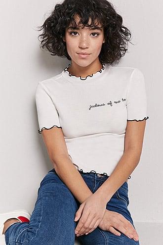Forever21 Contrast Jealous Of Me Too Graphic Top
