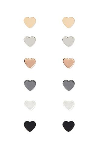 Forever21 Heart-shaped Stud Set (gold/silver)