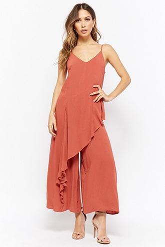 Forever21 Asymmetrical Linen-blend Jumpsuit