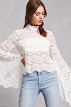 Forever21 Eyelash Lace Bell Sleeve Top