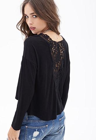 Forever21 Lace Back Slub Knit Top
